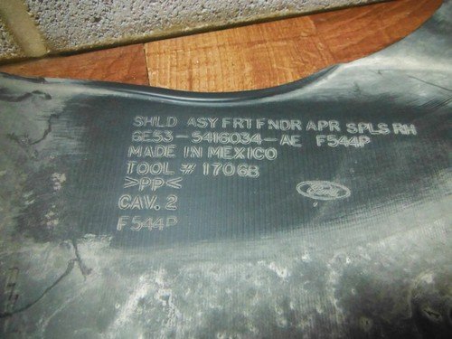 06-09 FORD FUSION INNER FENDER LINER OEM PASSENGER RIGHT - Image 5
